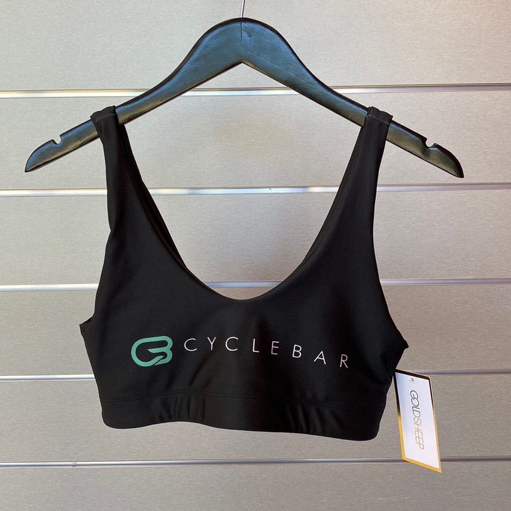 Goldsheep CycleBar Sports Bra - Black/Green/White - Large - NWT